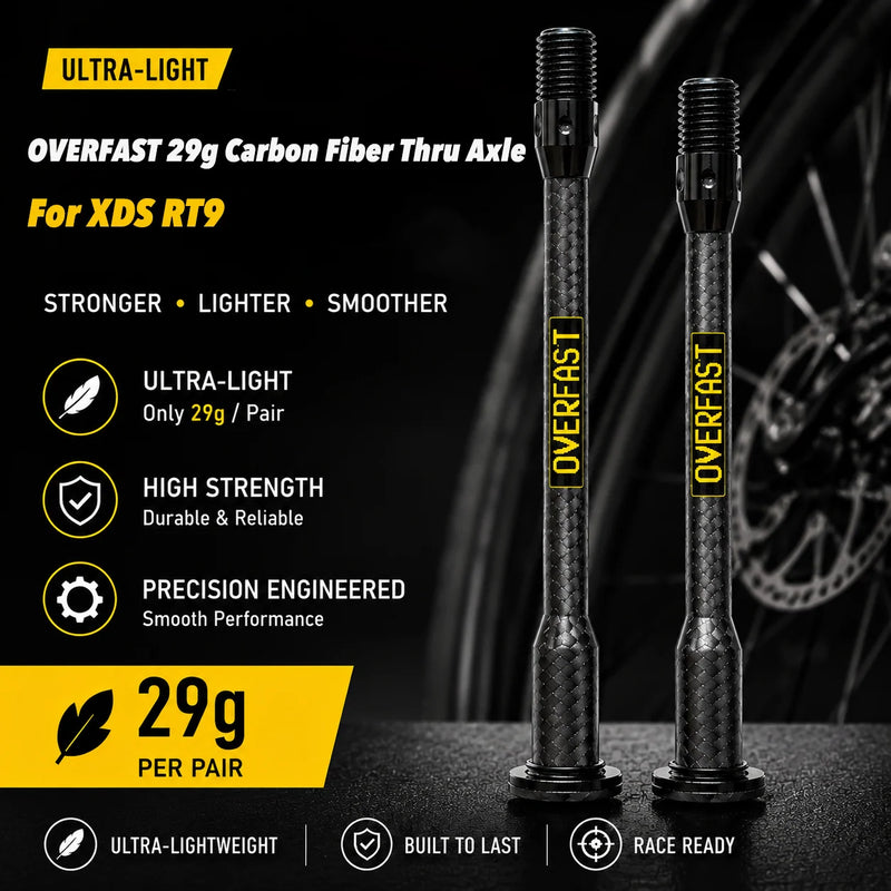 OVERFAST 29g Ultra-Light Carbon Fiber Thru Axle Set for XDS RT8 / RT9 / AD9 — XDS RT9 29g±1g XDS RT9