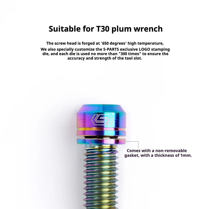 S-PARTS A2 M6 TC4 Titanium Bolts — 10–55mm — Multiple Colors