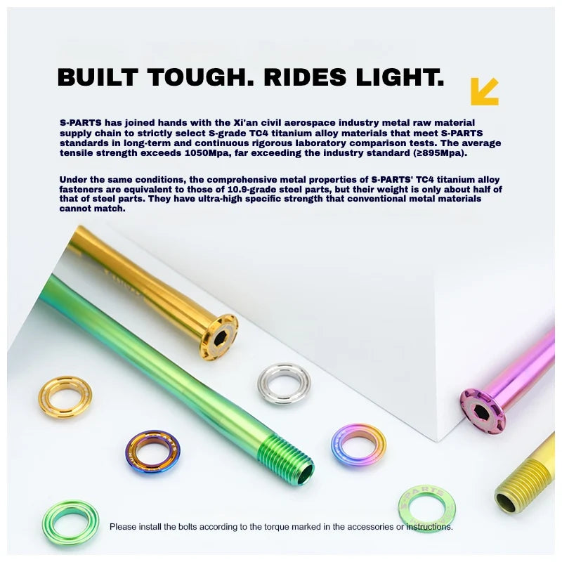 S-PARTS Titanium Thru Axle Kit for CANYON CFR (Front + Rear, Tool-Free Design) – 61.21g — 8 Anodized Colors