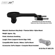 Titanium Computer Mount for 3T ARX LTD Stealth Stem — Garmin Wahoo Aero Bike Mount with GoPro Adapter