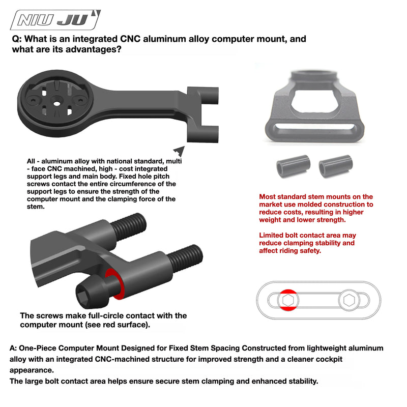 NIUJU 3T MTB Team Stealth Computer Mount — Garmin Wahoo Stem Extension Mount