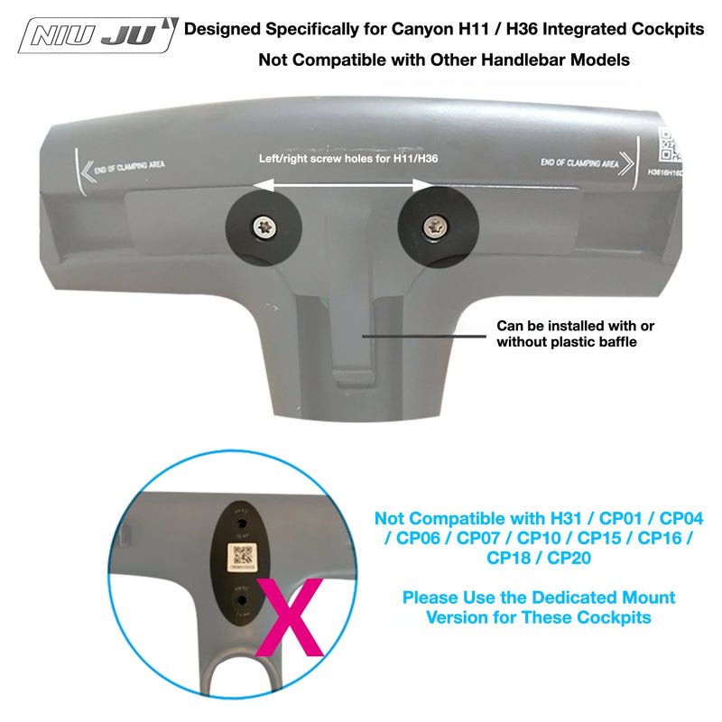 NIUJU Canyon H36 / H11 Computer Mount — Aero Integrated Cockpit Garmin Wahoo Extension Mount