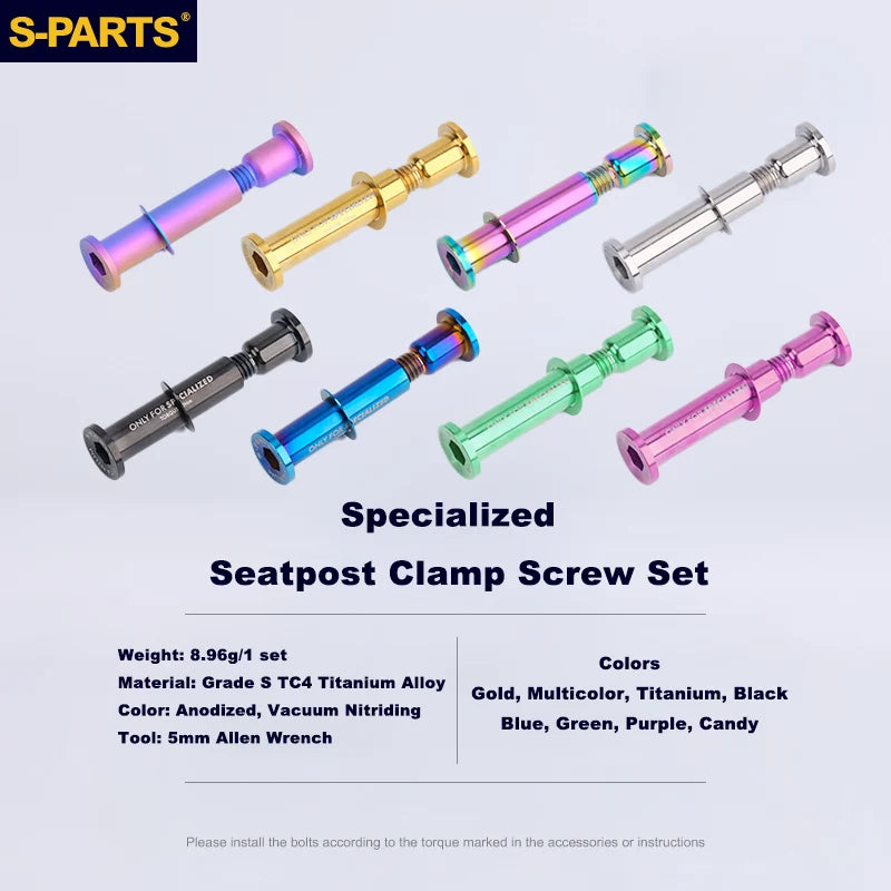 S-PARTS TC4 Titanium Seatpost Clamp Bolt — Specialized SL6 / SL7 / SL8 / SL9 / Venge