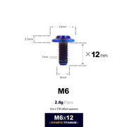S-PARTS A3 D13 M6 Umbrella Head Titanium Bolts — 8–45mm — D13 M6×12mm / Blue