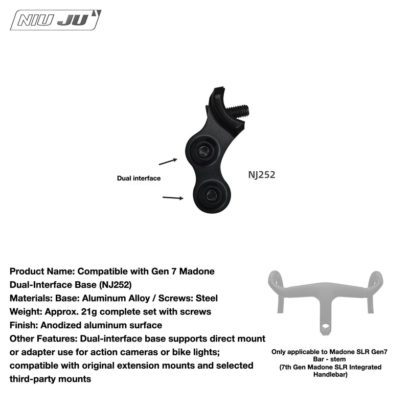 TREK Madone Gen 7 SLR BLENDR Computer Mount Extension — NJ252 Dual-Interface Base (Mount not included)