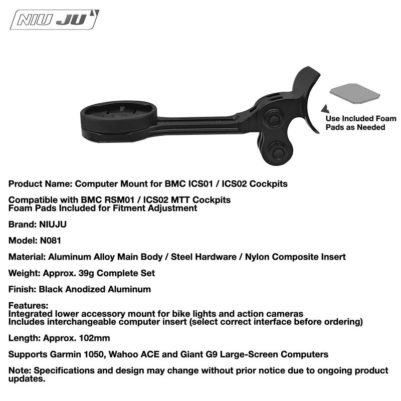 NIUJU BMC ICS01 Computer Mount — ICS02 Garmin Wahoo Mount for Teammachine SLR01 & RM01