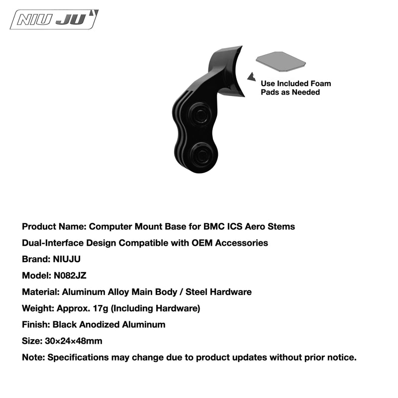 NIUJU BMC ICS Aero Computer Mount — SLR01 RM01 Garmin 1050 Wahoo Mount — N082JZ Base Only
