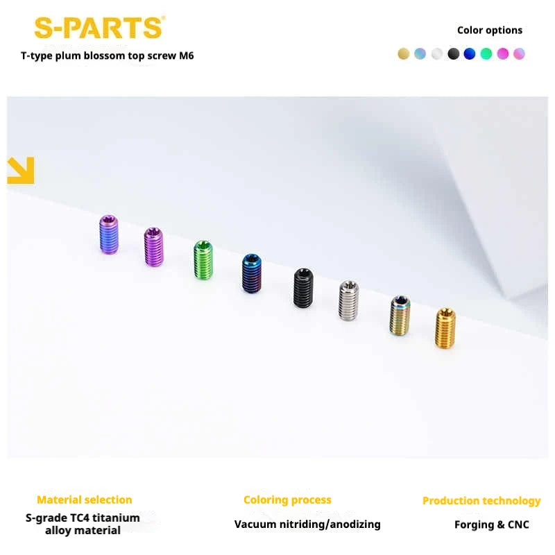 S-PARTS T15 M6 Flat-Bottom Titanium Set Screws — L8/L10/L12/L16