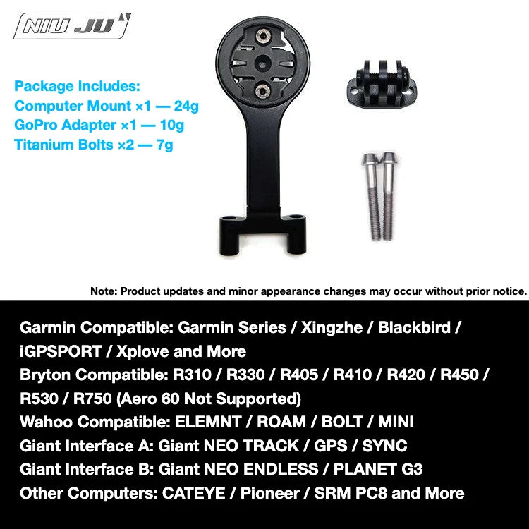 NIUJU Cannondale C2 TWO Stem Computer Mount — Integrated Garmin Wahoo GoPro Extension Mount