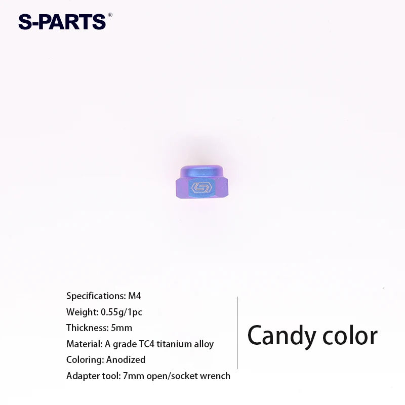 S-PARTS Titanium Self-Locking Flange Nuts — M4 / M5 / M6 / M8 / M10 / M12 — Candy