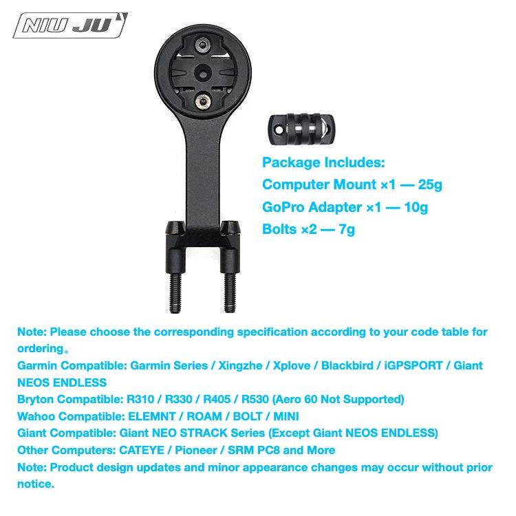 NIUJU Canyon V13 Computer Mount — CNC Aluminum Aero Cockpit Garmin Wahoo Mount