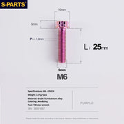 S-PARTS A3 M6 Titanium Bolts — 8–120mm — Purple — L25mm