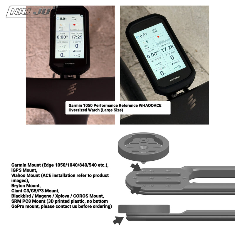 BIGROCK Gen 2 Integrated Handlebar Computer Mount — Garmin Edge 1050 Compatible Aero Bike Mount