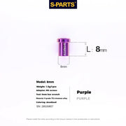 S-PARTS Titanium C-Clamp Fixing Nuts — 8–40mm — For M6 Bolts — 8mm / Purple