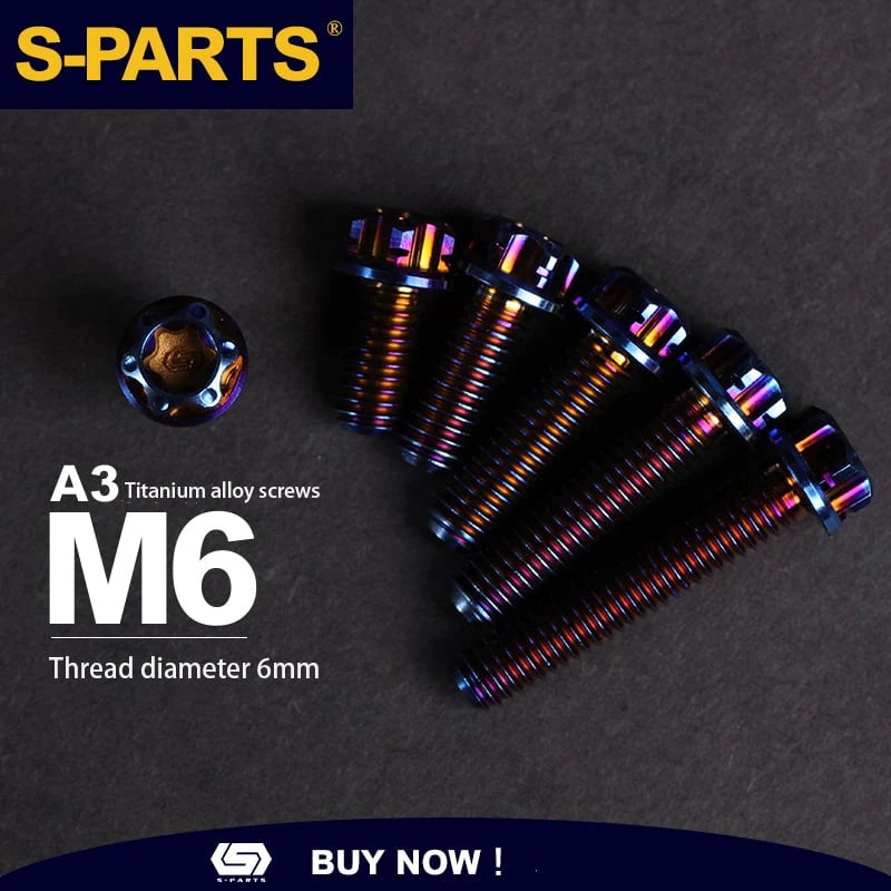 S-PARTS A3 M6 Titanium Bolts — 8–120mm — Blue