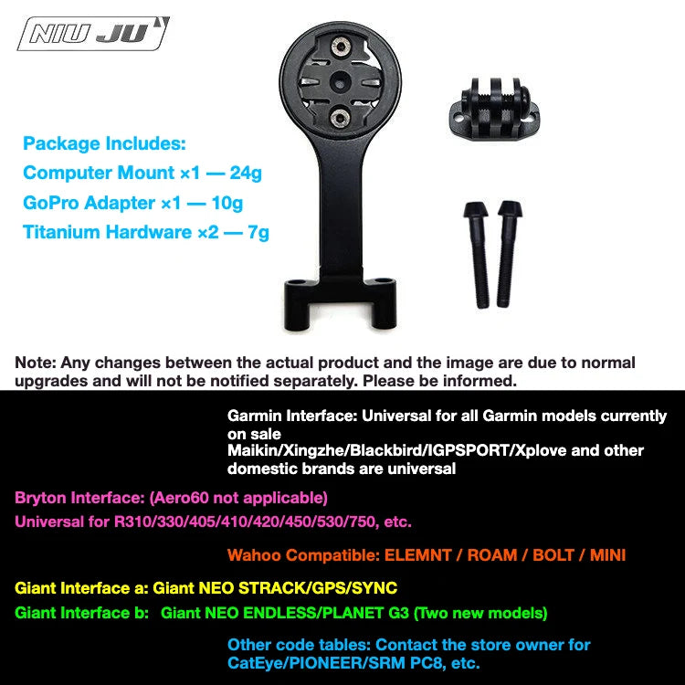 NIUJU DEDA ZERO Computer Mount — Lightweight Garmin Wahoo Stem Mount for Colnago CLX — Black Titanium Hardware