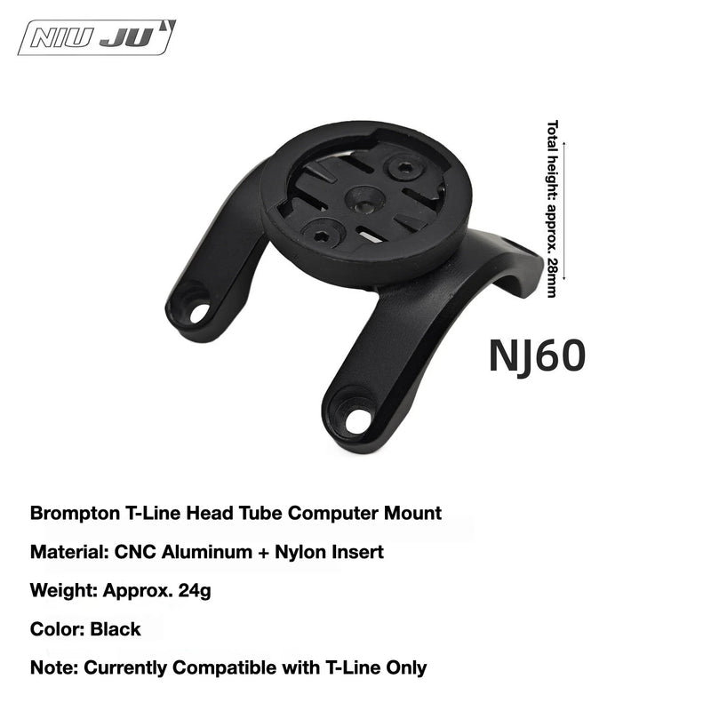 NIUJU Brompton T-Line Computer Mount — Titanium Brompton Garmin GoPro Adapter