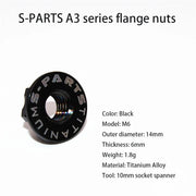 S-PARTS A3 Titanium Flange Nuts — M5 / M6 / M8 / M10 / M12 — Black