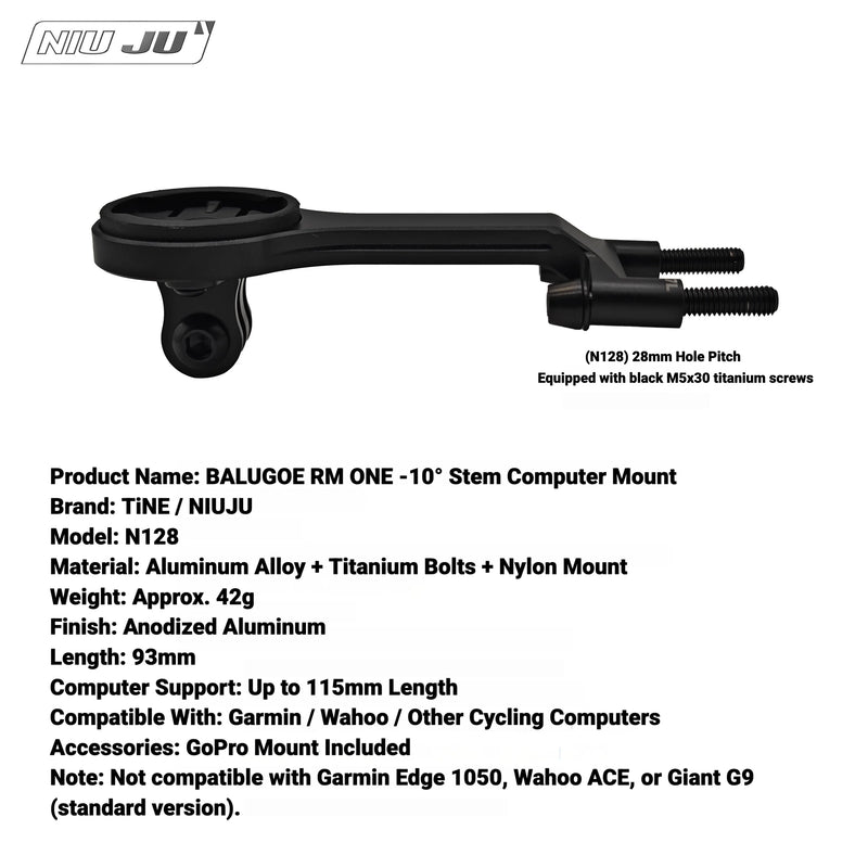 BALUGOE RM ONE Carbon Stem Computer Mount — Garmin Wahoo Aero Bike Mount Extension — Compatible with RM ONE -10° Stem