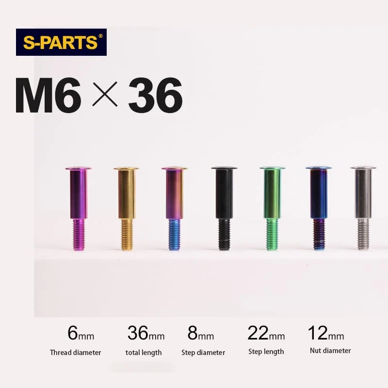 S-PARTS M6 Titanium Upper Pump Pivot Bolt — 36mm D12 Step D8 H22