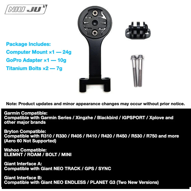 NIUJU Cannondale C3 THREE Stem Computer Mount — Ultra-Light Garmin Wahoo GoPro Mount