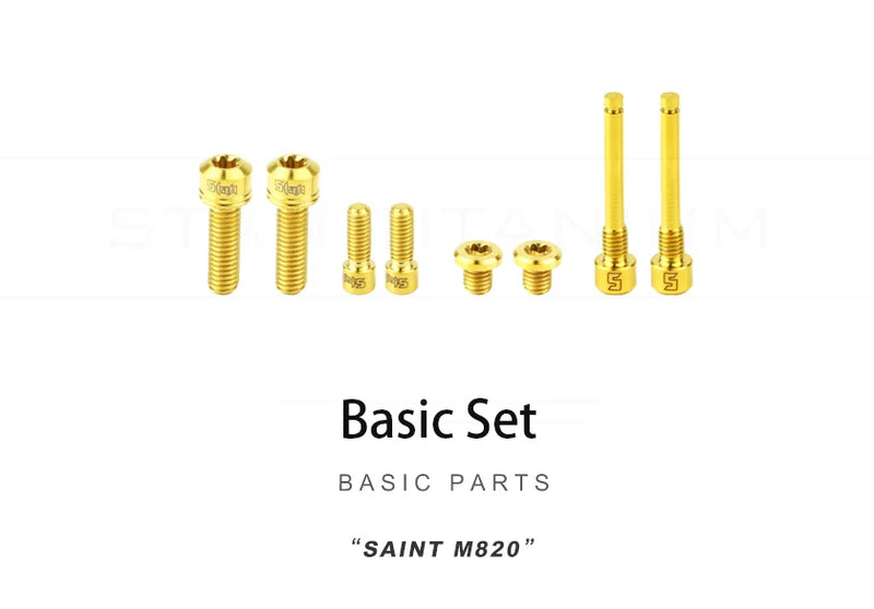S-PARTS Titanium Brake Bolt Sets — Shimano SAINT M820 / ZEE M640 — SAINT M820 Base set 8 PCS