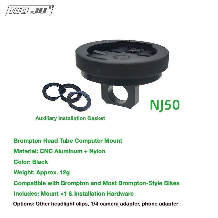NIUJU Brompton Computer Mount — Garmin Phone Adapter GoPro Front Mount