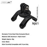 NIUJU Brompton T-Line Computer Mount — Titanium Brompton Garmin GoPro Adapter — NJ61 Black - GoPro Camera Mount Interface