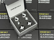OVERFAST 1.77g Carbon Fiber Bar End Plugs — Aero Road Bike Handlebar Caps — Clover Version White