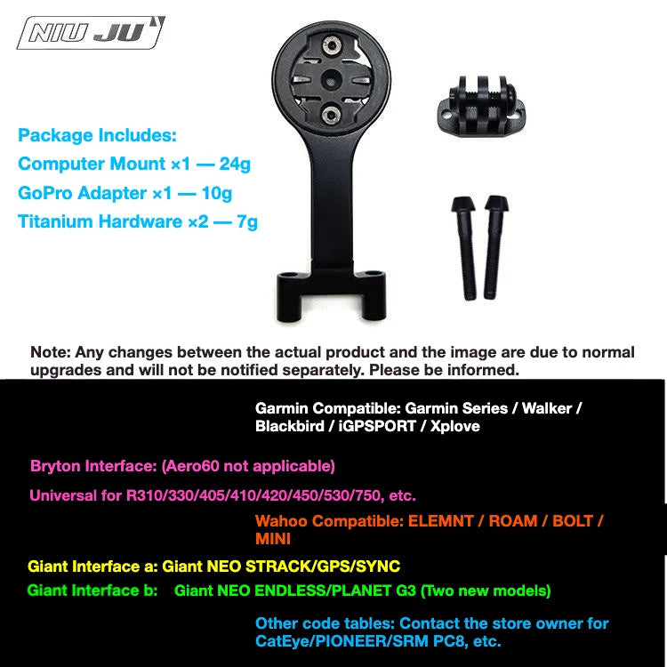 NIUJU DEDA ZERO 1 Computer Mount — Lightweight Garmin Wahoo GoPro Mount