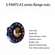 S-PARTS A3 Titanium Flange Nuts — M5 / M6 / M8 / M10 / M12 — Blue