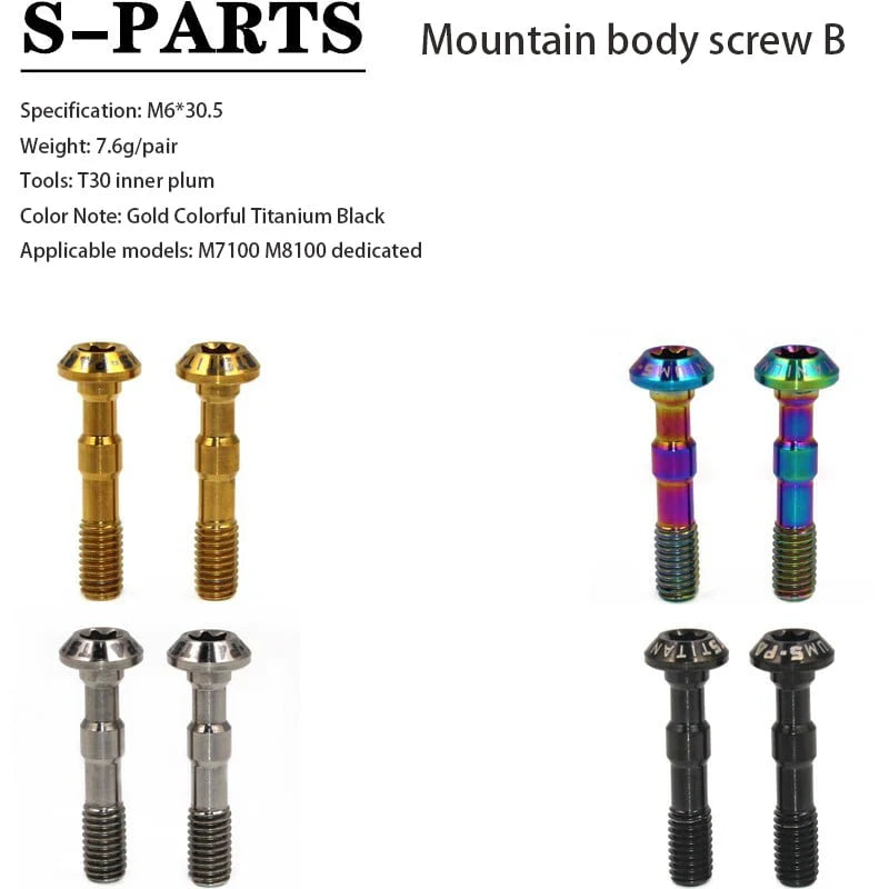 S-PARTS Titanium Derailleur Body Bolts — Shimano R9170 / R8070 / M9000 / M8100 — M8100 special mountain body screw B×2