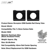 NIUJU Brompton Carbon Saddle Rail Clamp Yoke — 7×9 / 7×10 Carbon Rail — N505 Black Clamp Yoke for 7×10mm Carbon Rails (Pair)