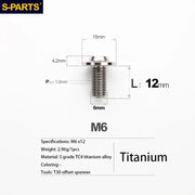 S-PARTS A3 D15 M6 Umbrella Head Titanium Bolts — 8–40mm — M6×12mm