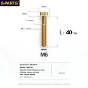 S-PARTS A3 M6 Titanium Bolts — 8–120mm — Gold — L40mm
