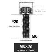 S-PARTS A3 M6 Titanium Bolts — 8–120mm — Black