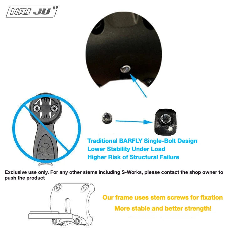 NIUJU Computer Mount for Cervélo A029 Alloy S3 Stem — S Series Garmin Wahoo Mount