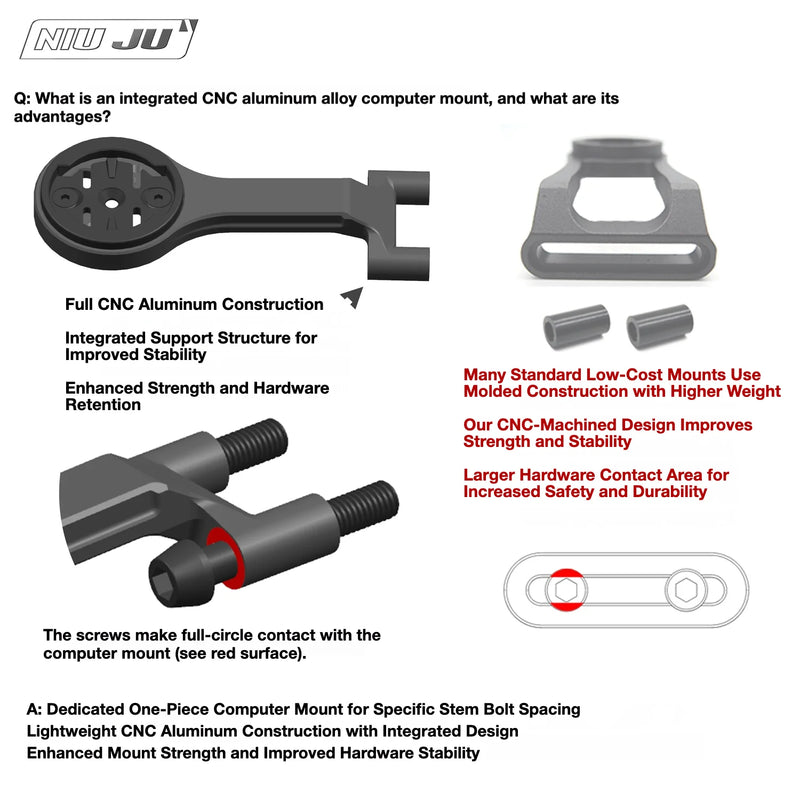 NIUJU DEDA Superleggero RS Computer Mount — Lightweight CNC Garmin Wahoo Mount