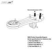 TOCCAY Carbon Computer Mount for Integrated Cockpits — GoPro Garmin Wahoo Compatible Extension Mount