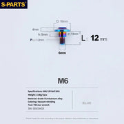 S-PARTS A3 M6 Umbrella Head Step Bolts — Blue — 36 Specifications — L12 D16 step screws D7.8 H5