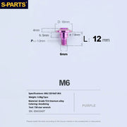 S-PARTS A3 M6 Umbrella Head Step Bolts — Purple — 36 Specifications — L12 D16 step screws D7.8 H5