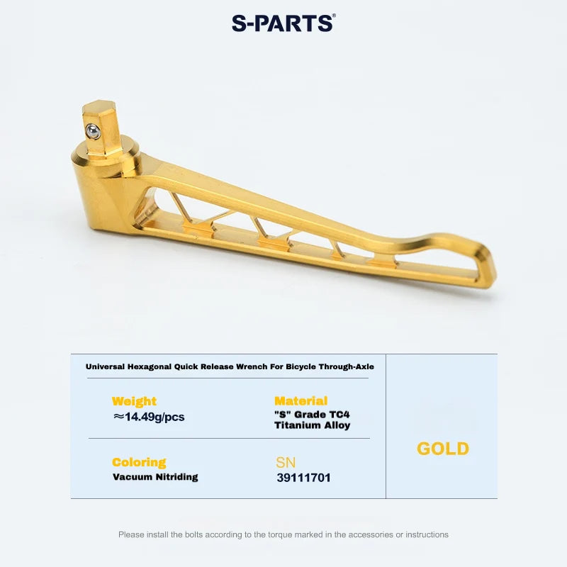 S-PARTS Titanium Thru Axle Kit for CANYON CFR (Front + Rear, Tool-Free — Titanium Thru-Axle Quick Release Lever / Gold