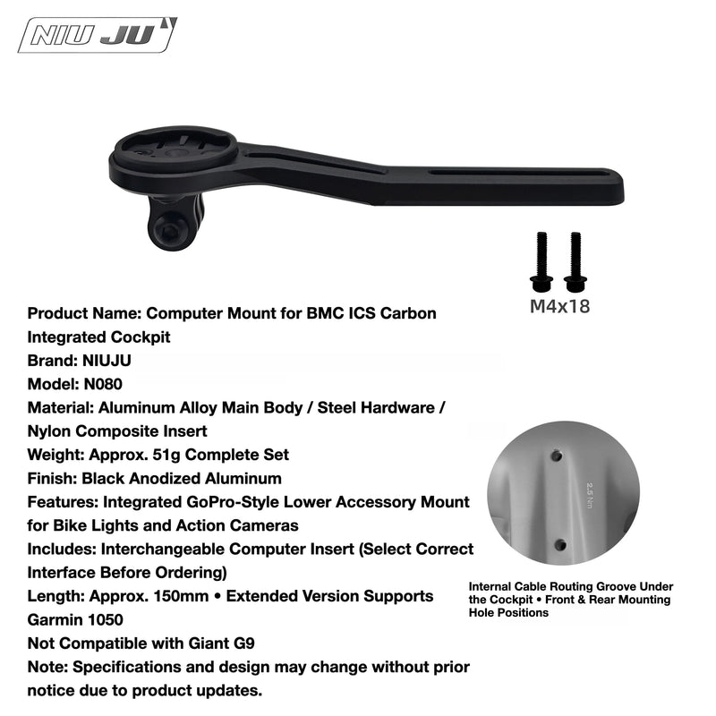 NIUJU BMC ICS Carbon Computer Mount — Garmin 1050 Wahoo Aero Cockpit Mount