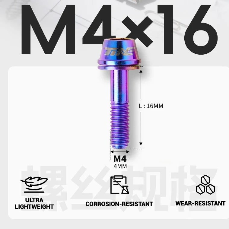 TiNE Titanium Alloy Screws for DARIMO Nexum Drag Integrated Handlebar – M4×16 Stem Bolts (8 Colors)