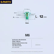 S-PARTS A3 M6 Umbrella Head Step Bolts — Green — 36 Specifications — L12 D16 step screws D7.8 H5