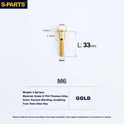 S-PARTS M6 Titanium Seatpost Clamp Bolt — Trek — L33 D12 / L35 D10 — M6 L33 D12 / Gold