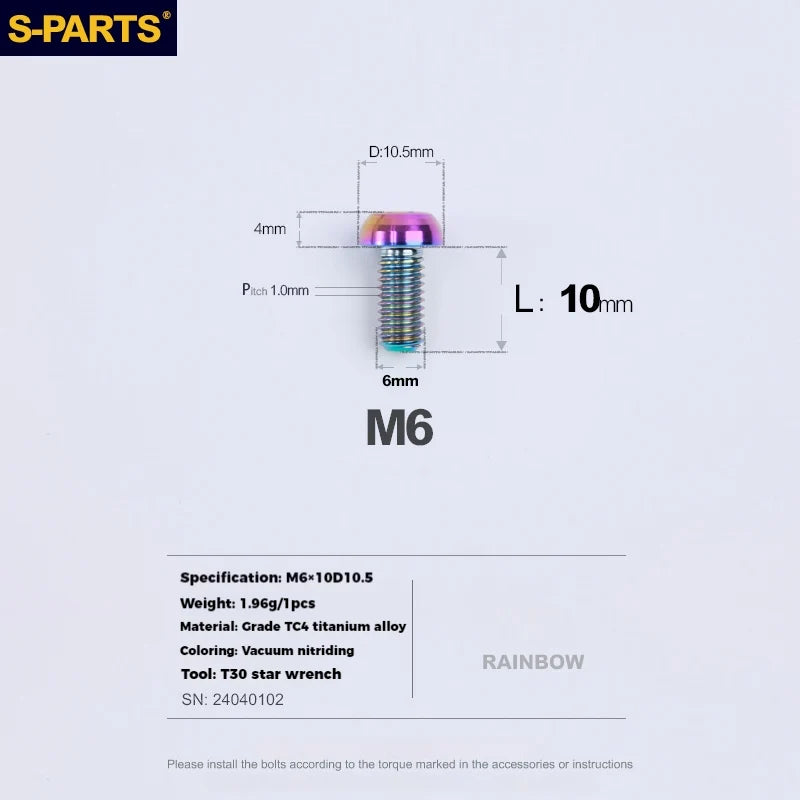 S-PARTS Titanium Cable Tension Bolts — M5/M6 — Derailleur & Brake