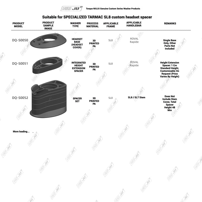 Specialized Tarmac SL8 Custom Headset Spacer — 3D Printed Adapter for Black Inc, Roval Rapide, Shimano Pro Vibe EVO, EXS, SEK