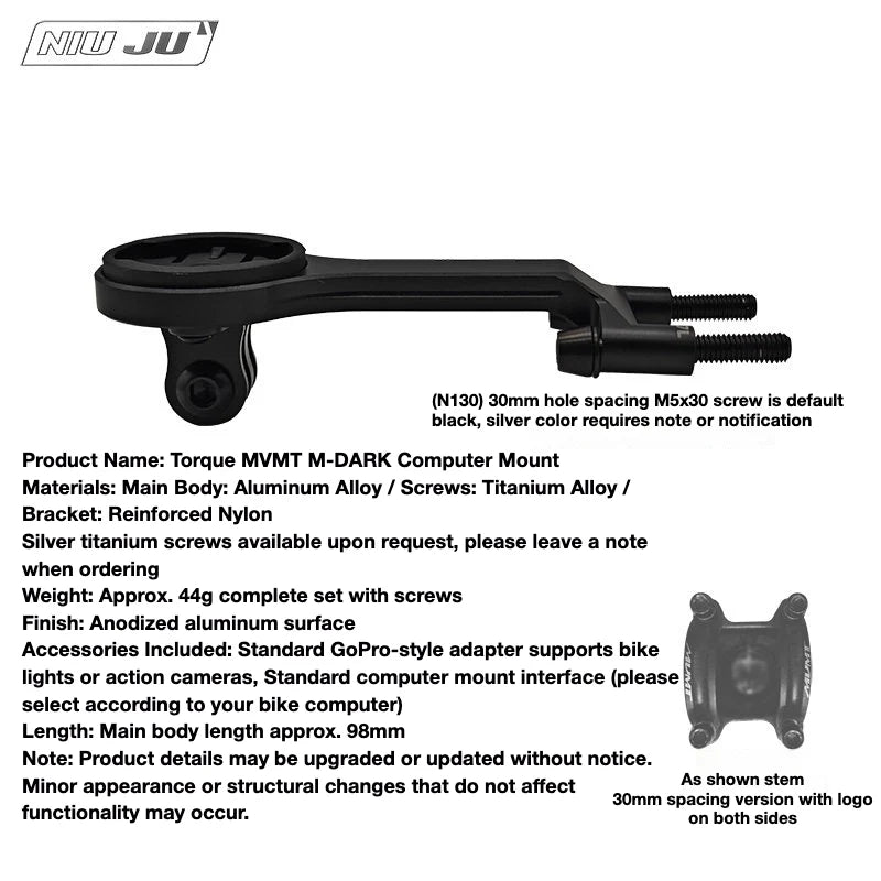 PARDUS MVMT M-DARK Aluminum Computer Mount — MVMT M-DARK -6° Mount