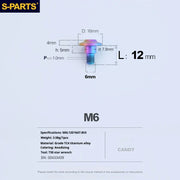 S-PARTS A3 M6 Umbrella Head Step Bolts — Candy — 36 Specifications — L12 D16 step screws D7.8 H5